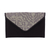 Leather accent cotton tablet case, 'Traveling Style in Black' - Leather Accent Cotton Appliqué Tablet Case from India