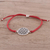 Sterling silver pendant bracelet, 'Starry Seeds in Red' - Sterling Silver Circular Pendant Bracelet in Red from India