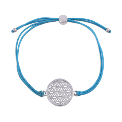 Sterling Silver Circular Bracelet in Sky Blue from India