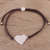 Sterling silver pendant bracelet, 'Heartfelt Shimmer in Brown' - Sterling Silver Heart Pendant Bracelet in Brown from India thumbail