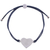 Sterling silver pendant bracelet, 'Heartfelt Shimmer in Navy' - Sterling Silver Heart Pendant Bracelet in Navy from India (image 2a) thumbail