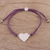 Sterling silver pendant bracelet, 'Heartfelt Shimmer in Purple' - Sterling Silver Heart Pendant Bracelet in Purple from India thumbail
