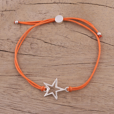 Armband mit Anhänger aus Sterlingsilber - Armband mit Sternanhänger aus Sterlingsilber in Orange aus Indien