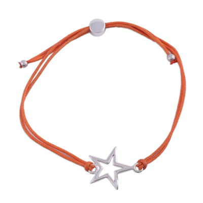 Sterling Silver Star Pendant Bracelet in Orange from India