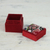 Beaded jewelry box, 'Crimson Saga' - Square Beaded Jewelry Box in Crimson from India