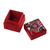 Beaded Jewellery box, 'Crimson Saga' - Square Beaded Jewellery Box in Crimson from India