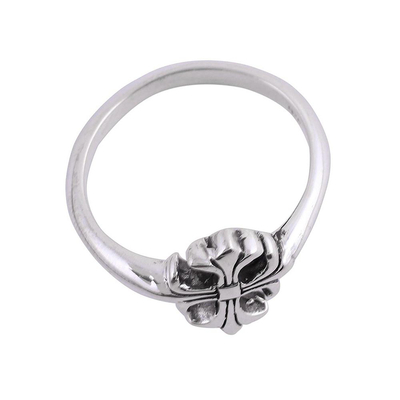 Sterling silver cocktail ring, 'Indian Cross' - Handcrafted Sterling Silver Cross Cocktail Ring from India