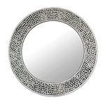 Glass mosaic wall mirror, 'Round Shimmer' - Circular Shimmering Mosaic Wall Mirror from India