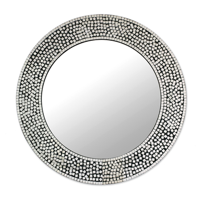 Circular Shimmering Mosaic Wall Mirror from India
