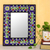 Ceramic mosaic wall mirror, 'Sunny Leaves' - Ceramic Wall Mirror with Sun and Leaf Mosaic from India thumbail