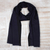 Wool and silk blend scarf, 'Classic Midnight' - Wool Blend Woven Scarf in Midnight from India thumbail