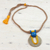 Ceramic pendant necklace, 'Union of Time' - Handcrafted Ceramic and Cotton Pendant Necklace from India