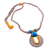 Ceramic pendant necklace, 'Union of Time' - Handcrafted Ceramic and Cotton Pendant Necklace from India