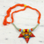 Halskette mit Keramikanhänger - Bunte Halskette mit Anhänger aus Keramik und Baumwolle aus Indien