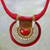 Halskette mit Keramikanhänger - Halskette mit Anhänger aus Keramik und Baumwolle in Rot aus Indien