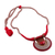 Collar colgante de cerámica - Collar con Colgante de Cerámica y Algodón en Rojo de la India