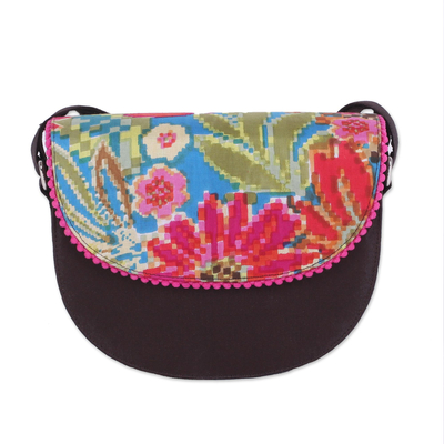 Multicolored Floral Shoulder or Sling Bag from India