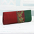 Embroidered clutch handbag, 'Flowery in Crimson and Emerald' - Crimson and Emerald Clutch Handbag with Floral Design