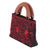 Bestickte Handtasche, 'Rose Elegance' - Handtasche mit besticktem Blumengriff aus Indien