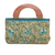 Embroidered handbag, 'Rose Glamour' - Handle Handbag with Floral Embroidery from India