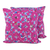 Cotton cushion covers, 'Majestic Magenta' (pair) - Two Cotton Applique Cushion Covers in Magenta from India