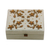 Beaded jewelry box, 'Floral Greatness' - Beaded Jewelry Box in Bone with Floral Motifs from India