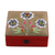 Cotton jewelry box, 'Noble Flowers' - Cotton Jewelry Box in Taupe with Beaded Floral Motifs