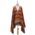 Silk shawl, 'Earthen Stripes' - Jacquard Striped Silk Shawl in Russet and Spice from India thumbail