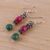 Quartz and aventurine dangle earrings, 'Crowned Harmony' - Green and Pink Quartz and Aventurine Dangle Earrings