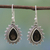 Smoky quartz dangle earrings, 'Smoky Drop' - Handmade Smoky Quartz and Silver Earrings from India (image 2) thumbail