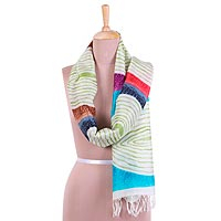Hand painted silk scarf, 'Verdant Illusion' - Artisan Crafted Hand Painted Indian Silk Scarf in Avocado