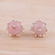Rose quartz stud earrings, 'Rose Grace' - Rose Quartz and Sterling Silver Stud Earrings from India (image 2) thumbail