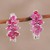 Ruby hoop earrings, 'Red Hyacinth' - Red Ruby and Sterling Silver Half Hoop Earrings from India (image 2) thumbail
