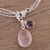 Rose quartz and amethyst charm bracelet, 'Twinkling Harmony' - Rose Quartz and Amethyst Charm Bracelet from India (image 2b) thumbail