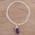 Amethyst charm bracelet, 'Twinkling Harmony' - Amethyst and Sterling Silver Charm Bracelet from India (image 2) thumbail