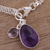 Amethyst charm bracelet, 'Twinkling Harmony' - Amethyst and Sterling Silver Charm Bracelet from India (image 2b) thumbail