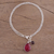 Ruby and garnet charm bracelet, 'Twinkling Harmony' - Ruby and Garnet Sterling Silver Charm Bracelet from India (image 2) thumbail