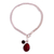 Ruby and garnet charm bracelet, 'Twinkling Harmony' - Ruby and Garnet Sterling Silver Charm Bracelet from India