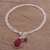 Ruby and garnet charm bracelet, 'Twinkling Harmony' - Ruby and Garnet Sterling Silver Charm Bracelet from India (image 2b) thumbail
