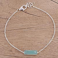Chalcedony pendant bracelet, 'Elegant Prism' - Chalcedony and Sterling Silver Bracelet from India