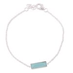 Chalcedony pendant bracelet, 'Elegant Prism' - Chalcedony and Sterling Silver Bracelet from India