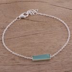 Chalcedony pendant bracelet, 'Elegant Prism' - Chalcedony and Sterling Silver Bracelet from India