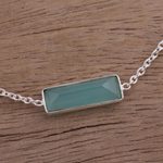 Chalcedony pendant bracelet, 'Elegant Prism' - Chalcedony and Sterling Silver Bracelet from India