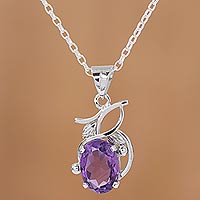 Amethyst pendant necklace, Lilac Queen