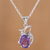 Amethyst pendant necklace, 'Lilac Queen' - Amethyst Pendant Rhodium Plated Sterling Silver Necklace (image 2) thumbail