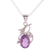 Amethyst pendant necklace, 'Lilac Queen' - Amethyst Pendant Rhodium Plated Sterling Silver Necklace (image 2d) thumbail