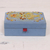 Embroidered jewelry box, 'Golden Floral Dance' - Floral Embroidered Jewelry Box in Sky Blue from India
