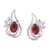 Rhodium plated garnet button earrings, 'Classic Paisley' - Rhodium Plated Garnet Paisley-Shaped Earrings from India thumbail