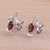 Rhodium plated garnet button earrings, 'Classic Paisley' - Rhodium Plated Garnet Paisley-Shaped Earrings from India (image 2b) thumbail