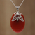 Carnelian and garnet pendant necklace, 'Brilliant Butterfly' - Carnelian and Garnet Sterling Silver Pendant Necklace